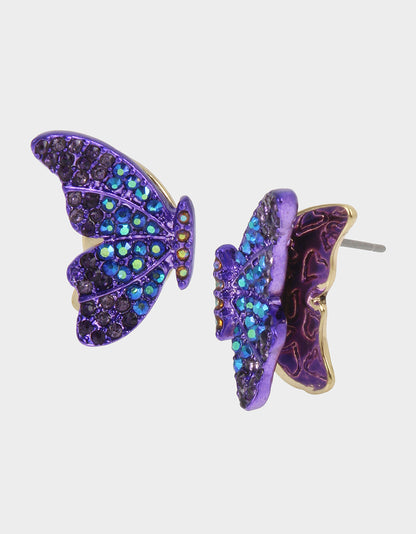 BETSEYS 3D BUTTERFLY STUDS PURPLE - JEWELRY - Betsey Johnson