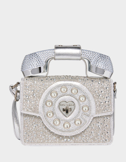 KITSCH MILLION STARS PHONE BAG SILVER - HANDBAGS - Betsey Johnson