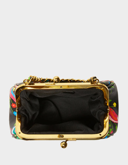 LIL' NUGGET KISS LOCK BAG BLACK MULTI - HANDBAGS - Betsey Johnson