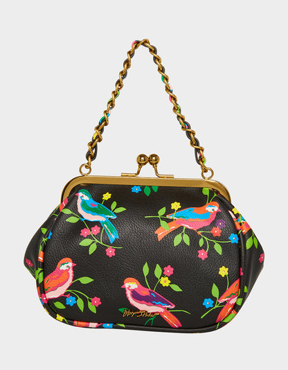 LIL' NUGGET KISS LOCK BAG BLACK MULTI - HANDBAGS - Betsey Johnson