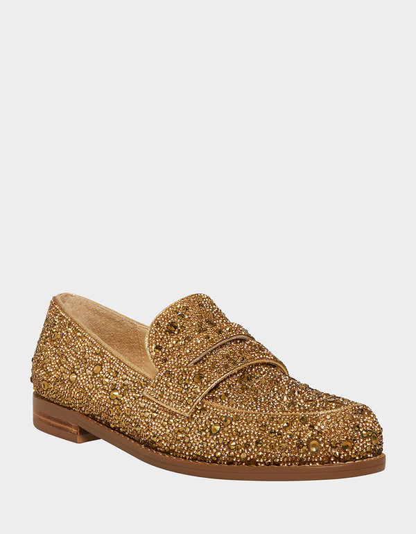 Gold Glitter Shoes Loafers 8