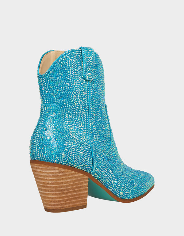 DIVA TURQOUISE Sparkle Cowboy Bootie Women’s Western Boots Betsey