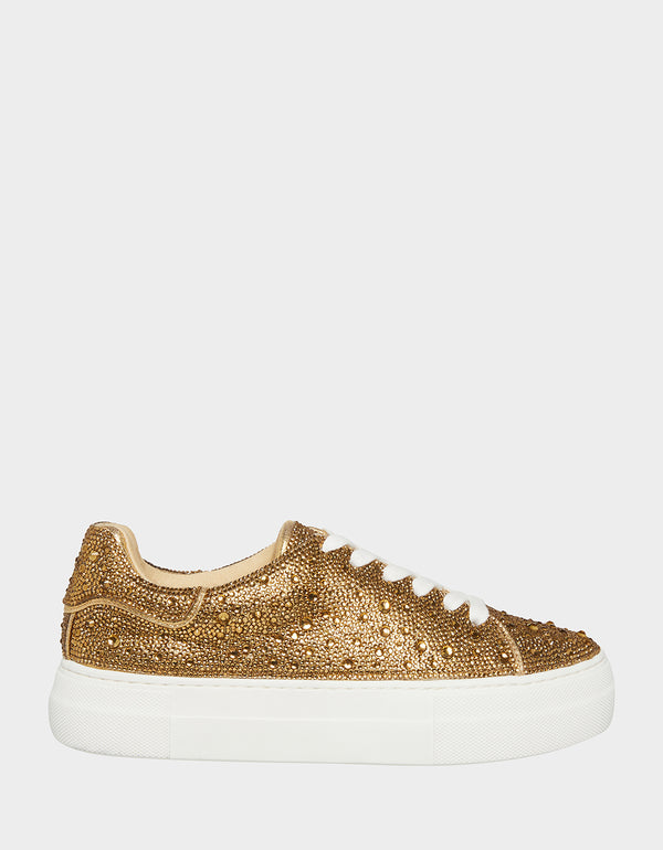 Betsey Johnson Women's Sidny Sneakers, Gold, 9.5M