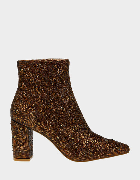 CADY BROWN Booties | Brown Rhinestone Bootie | Women's Boots – Betsey ...