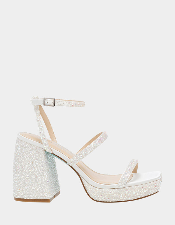 Ivory Satin Rhinestone T-Strap High Heels | Womens | 11 (Available in 10) | Lulus