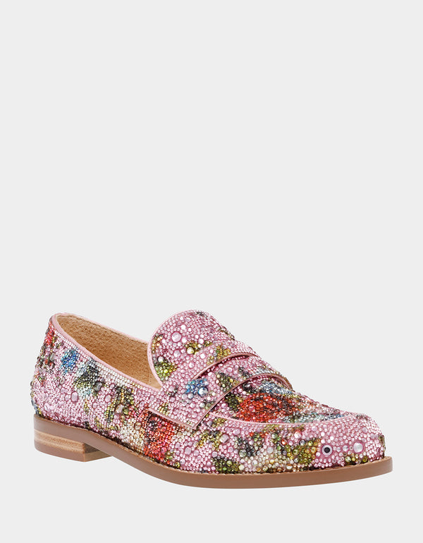 ARON FLORAL MULTI Loafers | Floral Rhinestone Loafers – Betsey Johnson