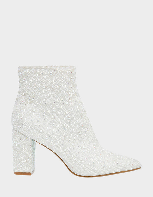 CADY IVORY Pearl Bootie | Pearl Rhinestone Booties | Women's Boots