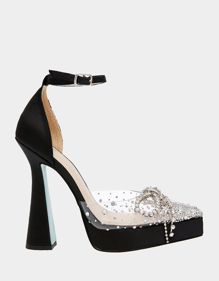 CHER BLACK SATIN - SHOES - Betsey Johnson