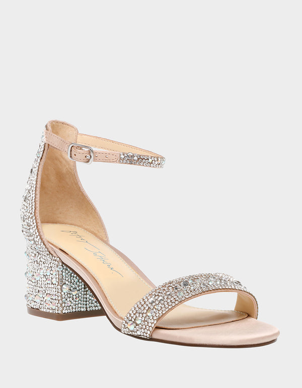 Badgley Mischka Champagne-Colored Shoes With Brooches