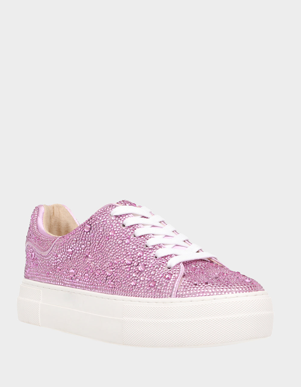 SIDNY LIGHT PINK Rhinestone Sneaker Women's Lace Up Sneakers