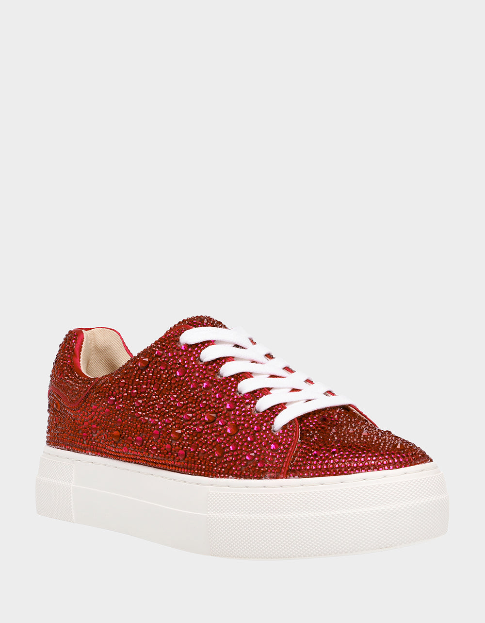 SIDNY RED Rhinestone Sneaker Women's Lace Up Sneakers – Betsey