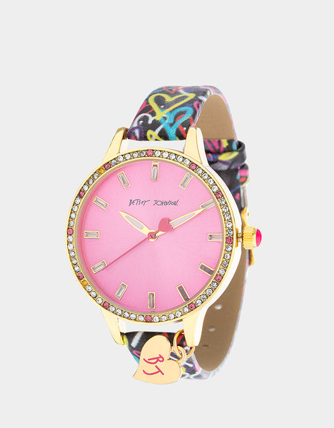 BETSEY TIME HEARTS ABOUND WATCH MULTI - ACCESSORIES - Betsey Johnson