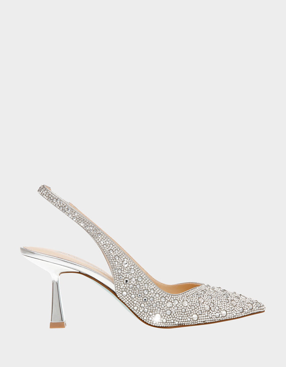 CLARK SILVER Pumps | Women's Rhinestone Sling-Back Pumps – Betsey Johnson